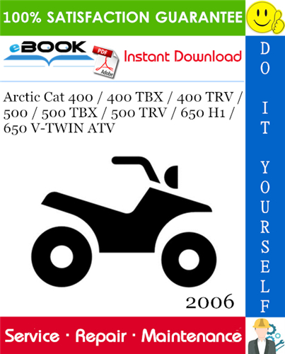 2006 Arctic Cat 400 / 400 TBX / 400 TRV / 500 / 500 TBX / 500 TRV / 650 H1 / 650 V-TWIN ATV Service Repair Manual