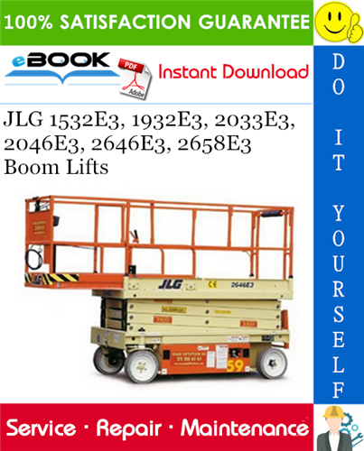 JLG 1532E3, 1932E3, 2033E3, 2046E3, 2646E3, 2658E3 Boom Lifts Service Repair Manual (P/N - 3120878)