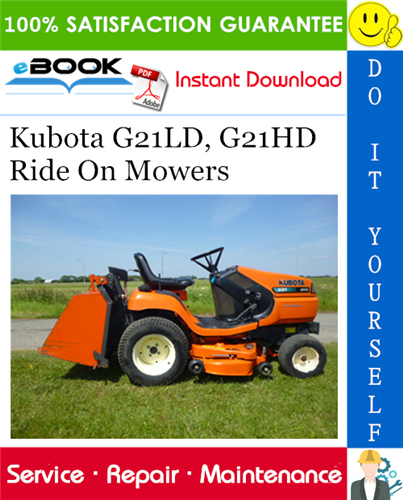 Kubota G21LD, G21HD Ride On Mowers Service Repair Manual