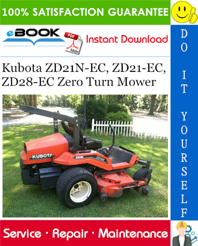 Kubota ZD21N-EC, ZD21-EC, ZD28-EC Zero Turn Mower Service Repair Manual