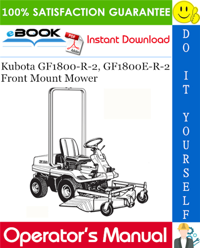 Kubota GF1800-R-2, GF1800E-R-2 Front Mount Mower Operator's Manual