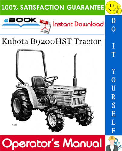 Kubota B9200HST Tractor Operator's Manual