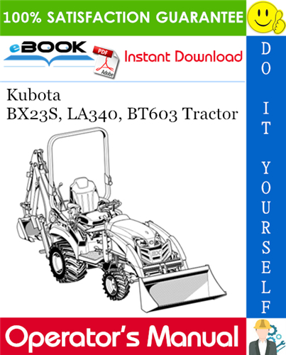 Kubota BX23S, LA340, BT603 Tractor Operator's Manual