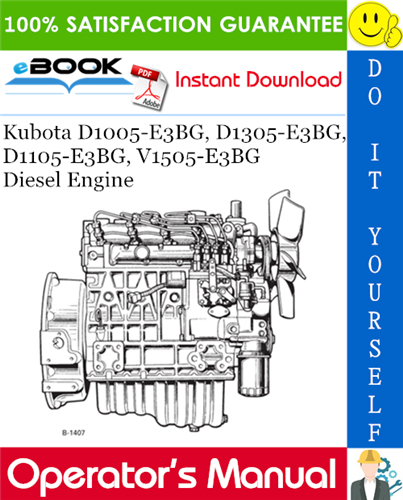 Kubota D1005-E3BG, D1305-E3BG, D1105-E3BG, V1505-E3BG Diesel Engine Operator's Manual