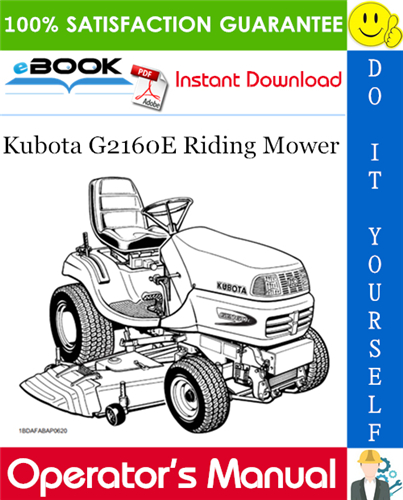 Kubota G2160E Riding Mower Operator's Manual