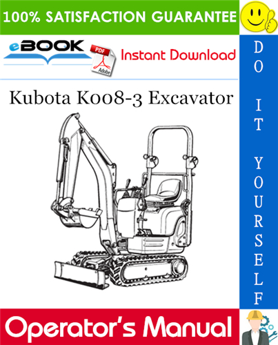 Kubota K008-3 Excavator Operator's Manual