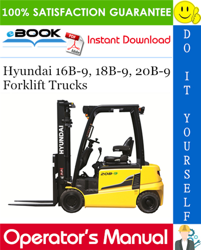 Hyundai 16B-9, 18B-9, 20B-9 Forklift Trucks Operator's Manual