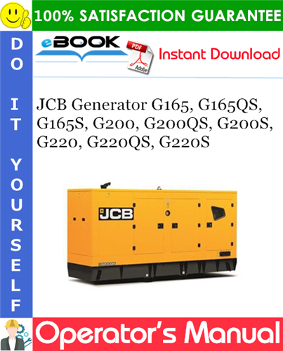 JCB Generator G165, G165QS, G165S, G200, G200QS, G200S, G220, G220QS, G220S