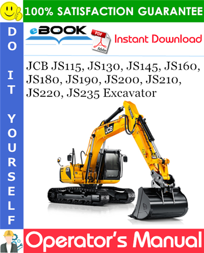 JCB JS115, JS130, JS145, JS160, JS180, JS190, JS200, JS210, JS220, JS235 Excavator