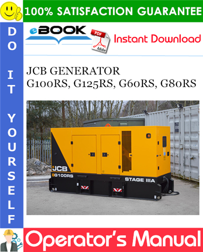 JCB GENERATOR G100RS, G125RS, G60RS, G80RS Operator's Manual