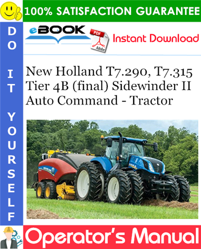 New Holland T7.290, T7.315 Tier 4B (final) Sidewinder II Auto Command - Tractor