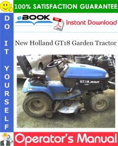 New Holland GT18 Garden Tractor Operator's Manual