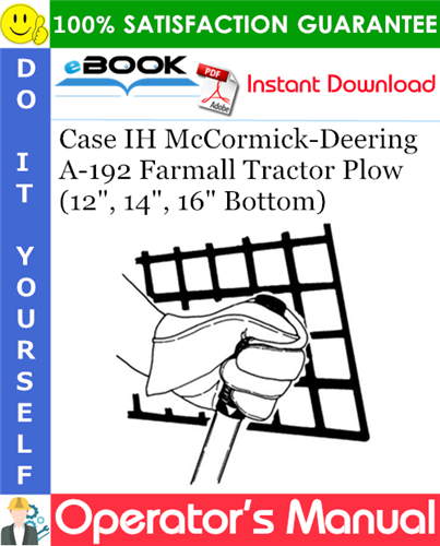 Case IH McCormick-Deering A-192 Farmall Tractor Plow (12", 14", 16" Bottom)