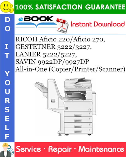 RICOH Aficio 220/Aficio 270, GESTETNER 3222/3227, LANIER 5222/5227, SAVIN 9922DP/9927DP