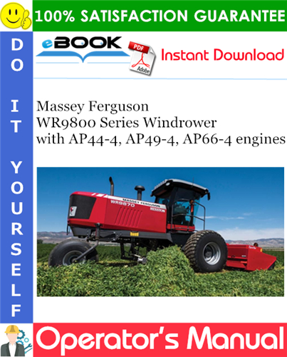 Massey Ferguson WR9800 Series Windrower with AP44-4, AP49-4, AP66-4 engines