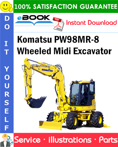 Komatsu PW98MR-8 Wheeled Midi Excavator Parts Manual (S/N F80003 and up)