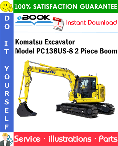Komatsu Excavator Model PC138US-8 2 Piece Boom Parts Manual (S/N 20868 and up)