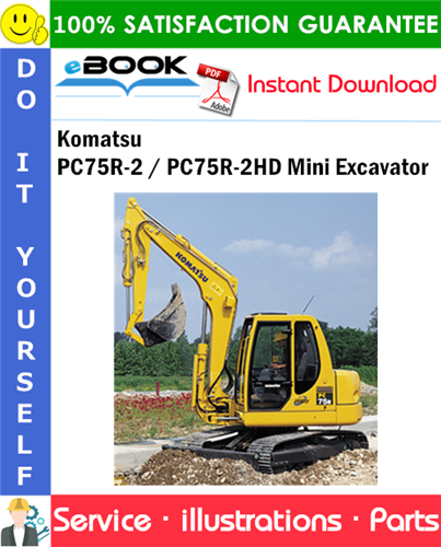 Komatsu PC75R-2 / PC75R-2HD Mini Excavator Parts Manual (S/N 22E5210500 and up)
