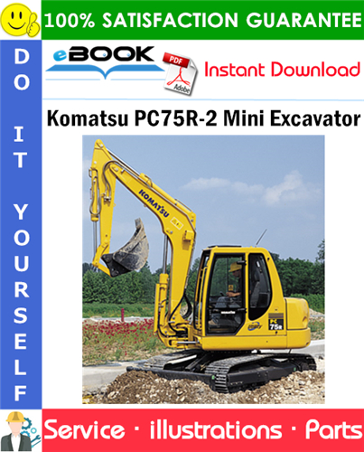 Komatsu PC75R-2 Mini Excavator Parts Manual (S/N 22E5200763 and up)