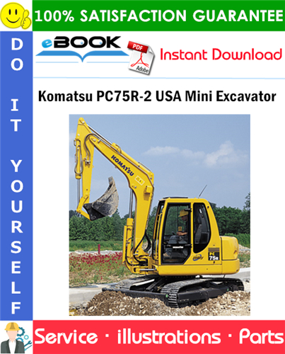 Komatsu PC75R-2 USA Mini Excavator Parts Manual (S/N 22E5200001 and up)