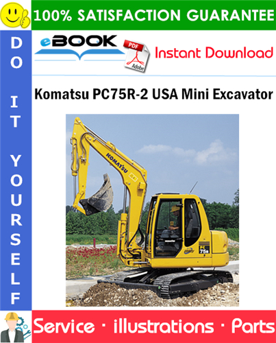 Komatsu PC75R-2 USA Mini Excavator Parts Manual (S/N 22E5200763 and up)