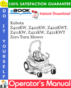 Kubota Z412KW, Z422KW, Z422KWT, Z411KW, Z421KW, Z421KWT Zero Turn Mower