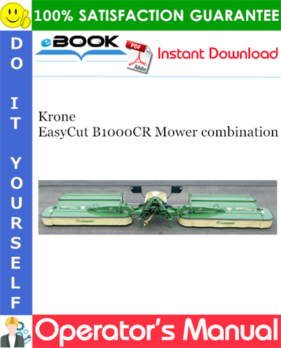 Krone EasyCut B1000CR Mower combination Operator's Manual