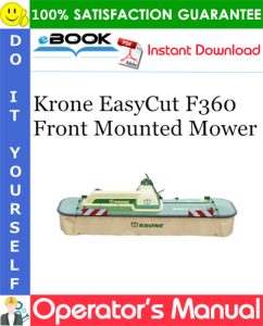 Krone EasyCut F360 Front Mounted Mower Operator's Manual