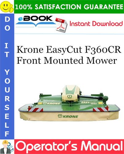 Krone EasyCut F360CR Front Mounted Mower Operator's Manual