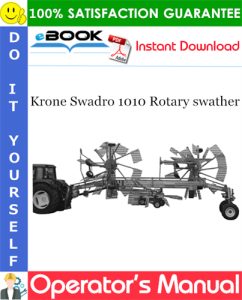 Krone Swadro 1010 Rotary swather Operator's Manual