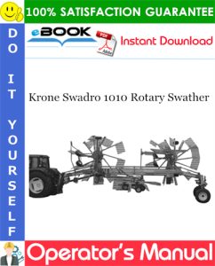 Krone Swadro 1010 Rotary Swather Operator's Manual