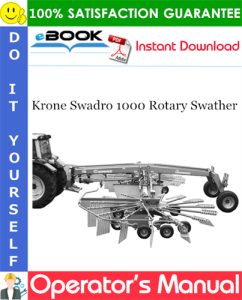 Krone Swadro 1000 Rotary Swather Operator's Manual