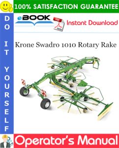 Krone Swadro 1010 Rotary Rake Operator's Manual