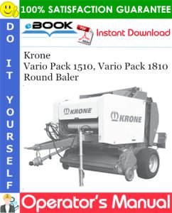 Krone Vario Pack 1510, Vario Pack 1810 Round Baler Operator's Manual