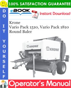 Krone Vario Pack 1510, Vario Pack 1810 Round Baler Operator's Manual
